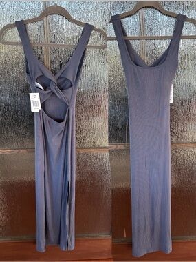 l*space Ribbed Scoop-Neck Maxi Dress - Slate Blue size XS NWT